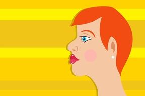 image of a female head on a yellow background