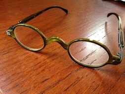 glasses on wooden table