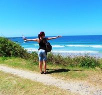 girl travels along the coast of Australia