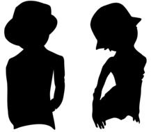 silhouettes of a man and woman in hats