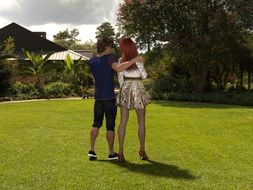Man Woman Garden Grass