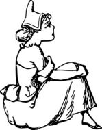 black white image of a woman sitting on the ground