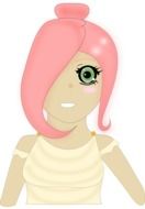 drawing of a woman with pink hair