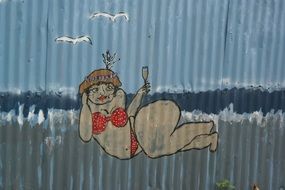 drawing of a woman in a red bathing suit