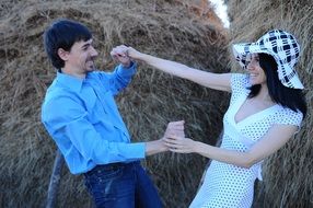 couple in love on the haystack background