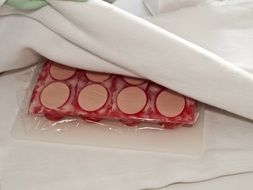 soap in the form under a white cloth