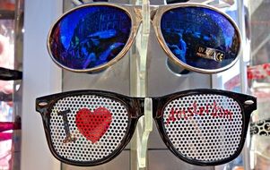 sunglasses on the counter in the store