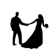 black silhouette of a wedding couple