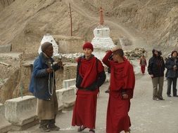 indian women in red costumes in Ladakh