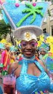 happy woman in carnival costume