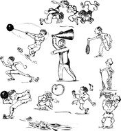 sketch with sport activities