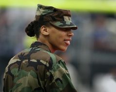 dark skin Military Woman looking aside