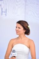 Beauty woman in white dress