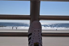 The railing on the long island beach