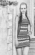 painted girl in a striped short dress