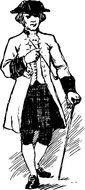 black white image of a man with a cane