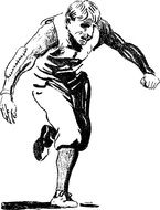 black and white image of a running athlete