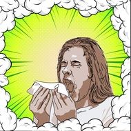 man sneezes drawing