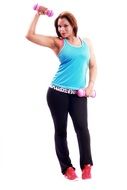 woman in a sports suit on a white background