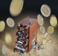 dropping coins and people climbing chest of drawers