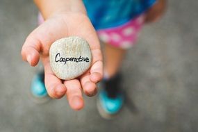 Cooperative sign on a stone