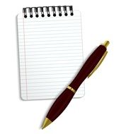 pen on a notebook on a white background