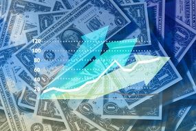 arrows on a background of banknotes