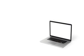 laptop with blank monitor on white background