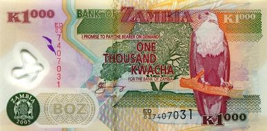 banknote of Zambian kwacha