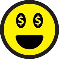 smiley with dollars instead of eyes