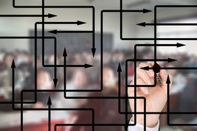 black arrows on businessmen background