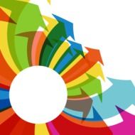 white circle near the colored arrows