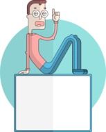 Drawing of businessman sitting on the board