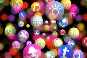 A lot of colorful social network icons