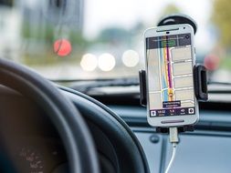 navigator on stand in the car