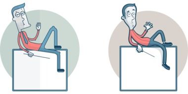 drawing of a businessman on a cube