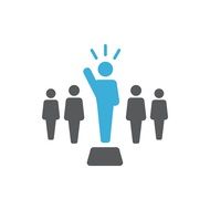 Icon wish person pointing up, Leader
