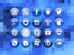 blue icons of social media