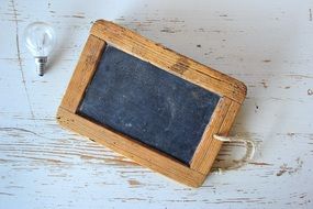 school drawing board and light bulb