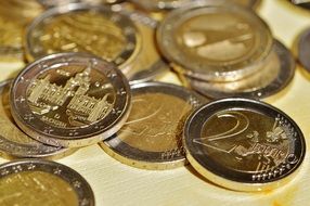 euro coins on the table