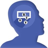 Money signs in human Head, Icon