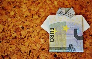 folded euro currency on a background of yellow leaves