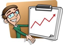 drawn marketer with growth graph