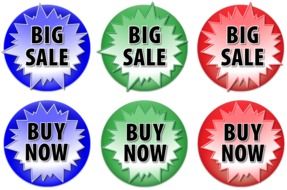 Colorful buy now icons