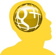 Head silhouette with Google Plus symbol