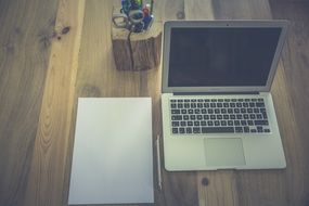 open laptop on office desk