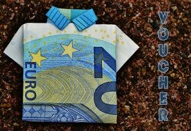 a voucher with the image of the shirt of the euro banknotes