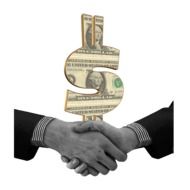 handshake on the dollar sign background