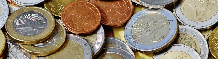 Euro coins of different denominations