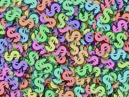 colorful dollar signs, background